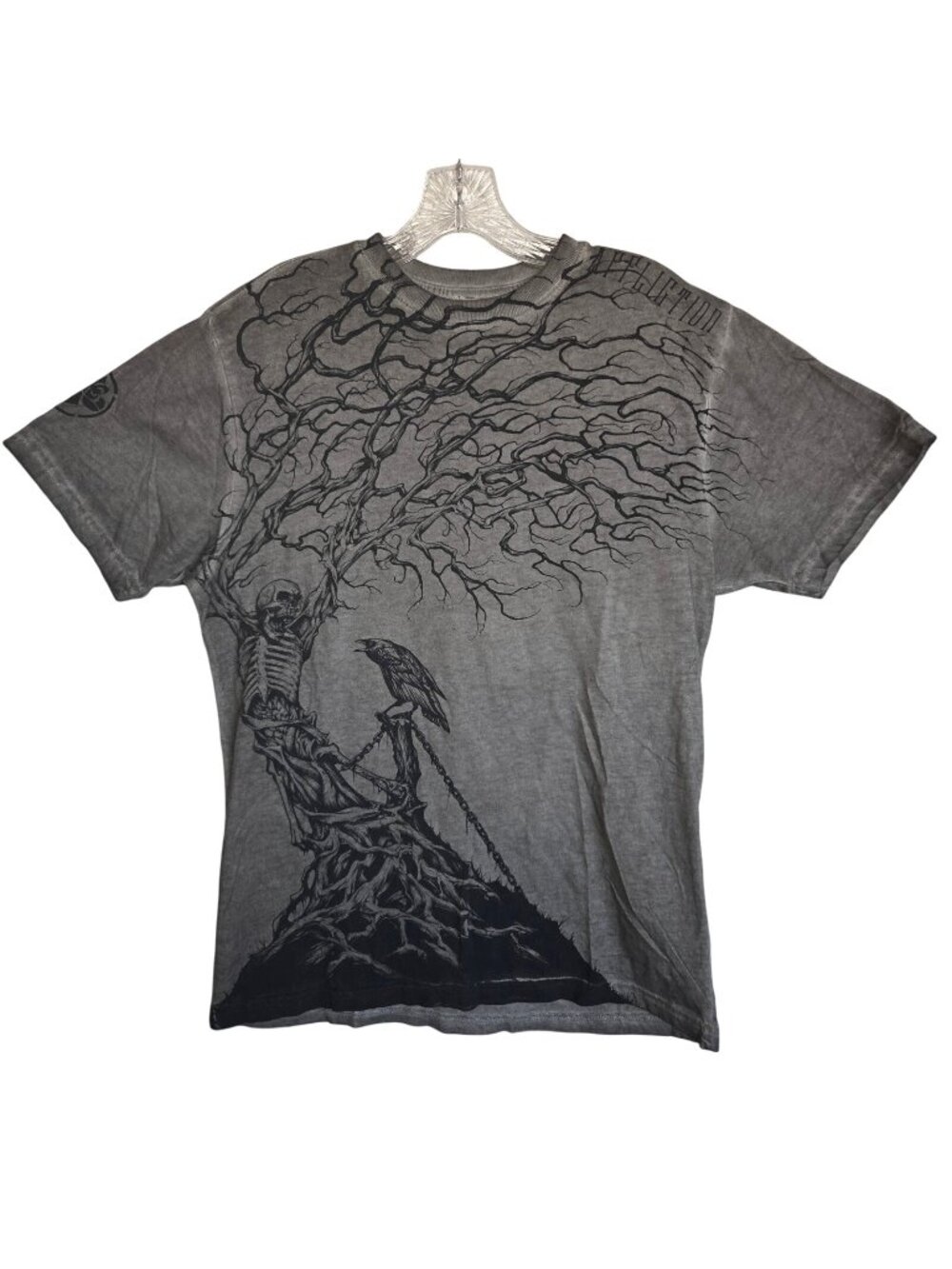 Affliction T Shirt S Grunge Pinkman Goth Emo Punk Skate Crow Skeleton Skull Y2K